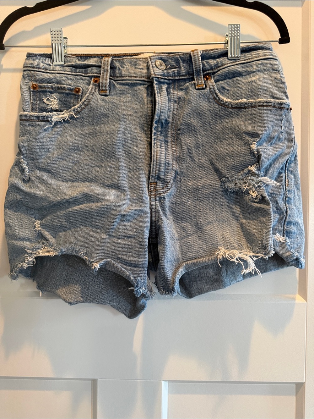 Abercrombie & Fitch Light Blue Distressed Denim Cutoff Shorts